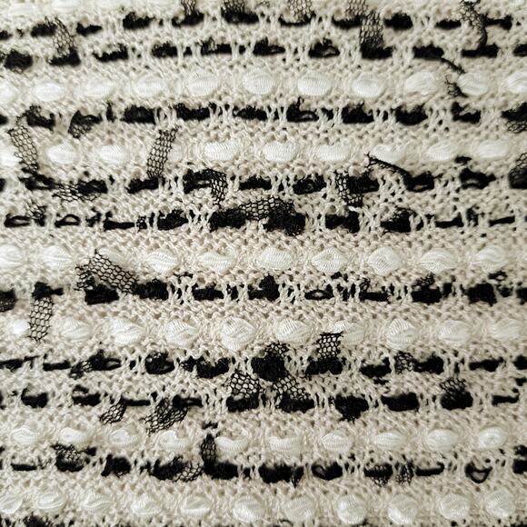 ST. JOHN Knit Ribbon Tweed Jacket Size 4 Zip Front Ivory Black Collarless Blazer - Picture 8 of 11